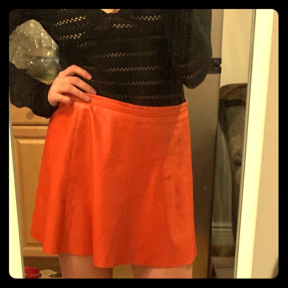 Leather skirt ORANGE